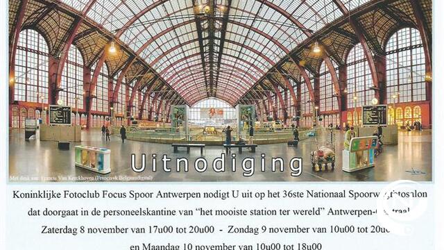 36e Nationaal Spoorwegfotosalon in Antwerpen Centraal  'Mooiste station ter wereld' 