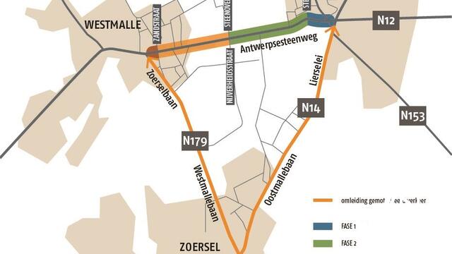 Nieuw wegdek voor Antwerpsesteenweg (N12) in Malle