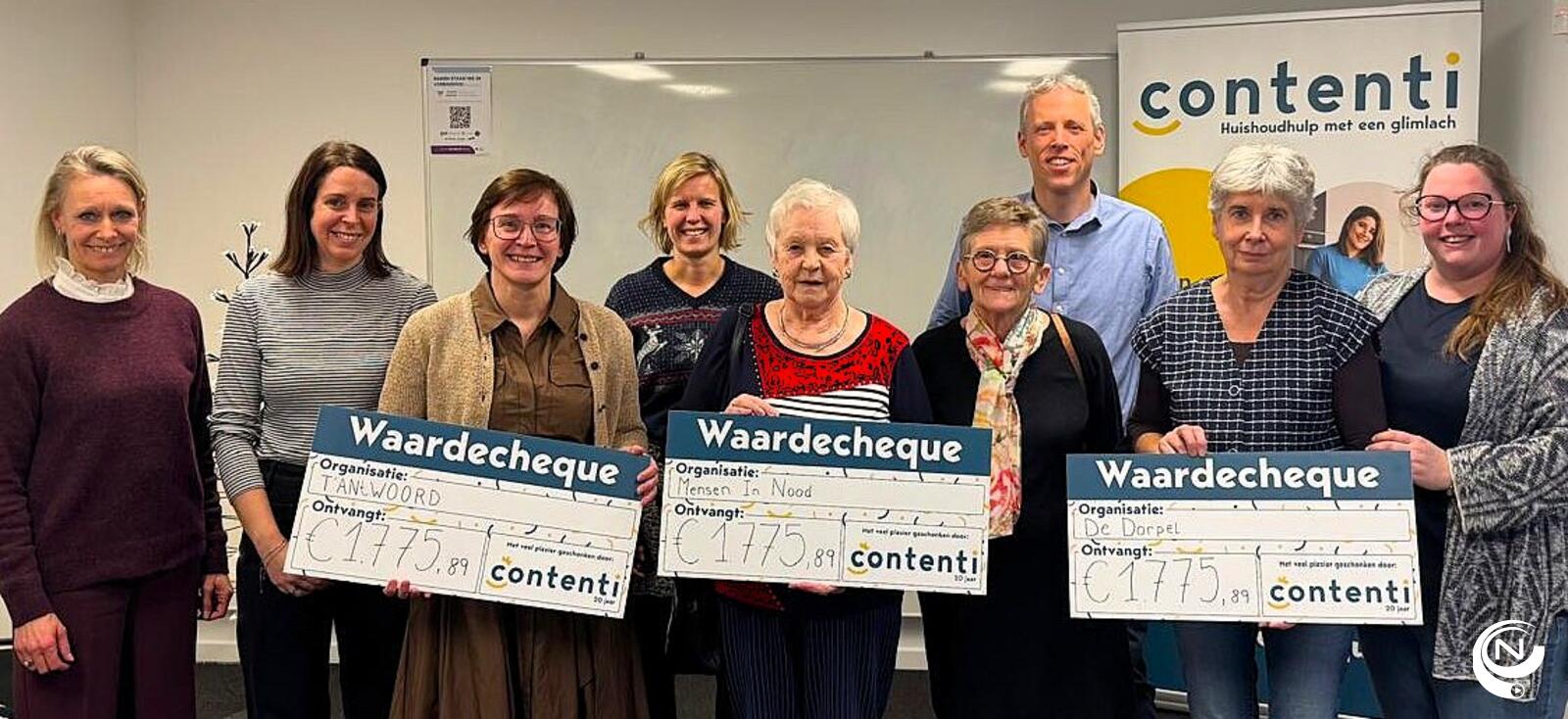 Dienstenchequebedrijf Contenti schenkt 3 cheques aan organisaties die werken rond armoede - De Dorpel - Mensen in Nood - T ANtWOORD