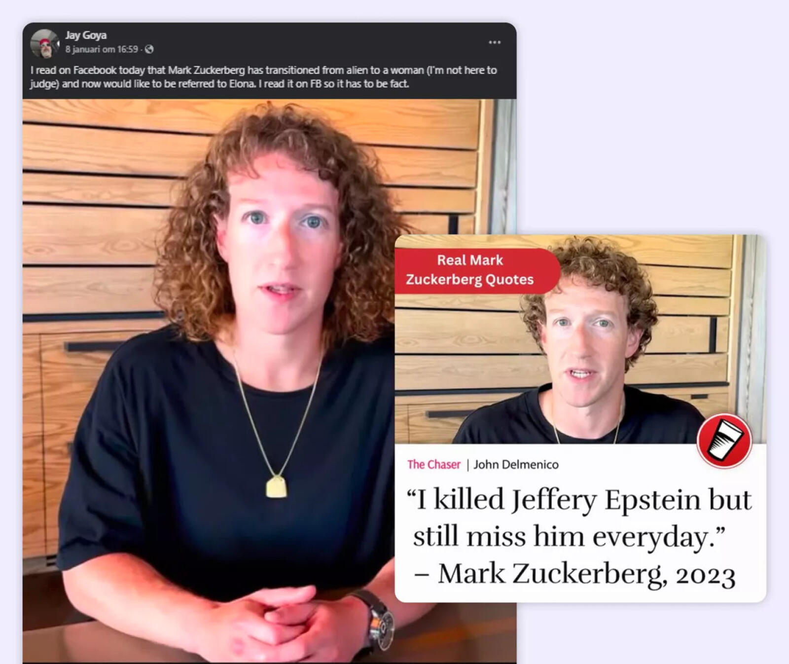 Zuckerberg spotprent sociale media - factcheck 