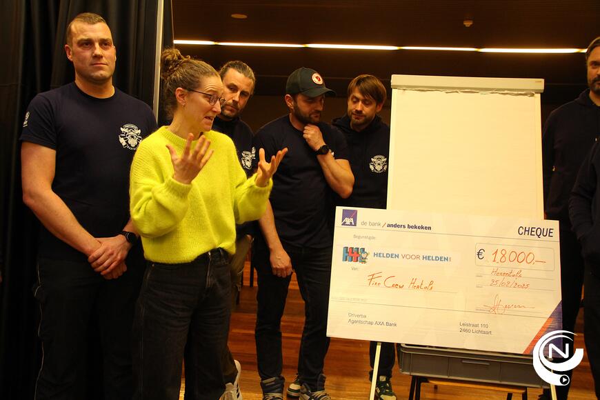 Fire Crew Hertals (brandweer) schenkt cheque €18.000 (!) aan Helden voor Helden