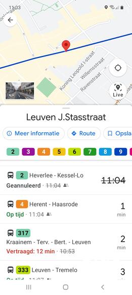 Een goede vriend Siësta Likeur Google Maps toont nu realtime of bus of tram van De Lijn op tijd rijdt of  vertraging heeft | NNieuws