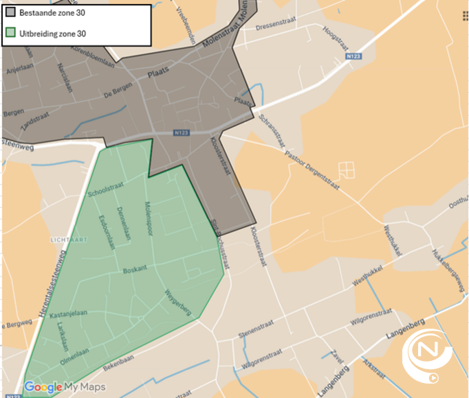 Uitbreiding zone 30 in Lichtaart