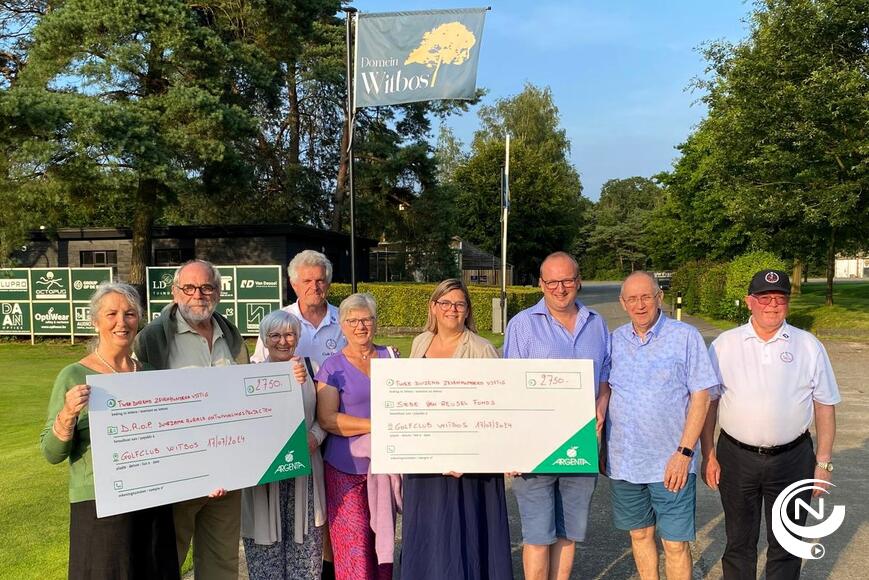 Afgevaardigden van het Siebe Van Reusel Fonds en Duurzame Rurale Ontwikkelingsprojecten met hun cheque van €2.750 @Golfclub Witbos