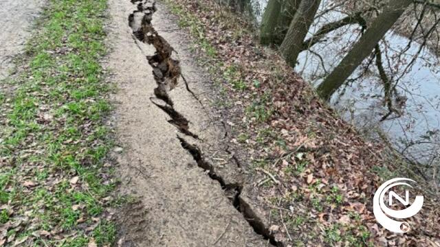 25 meter lange scheur in oever rivier de Aa, wandelpad blijft afgesloten 