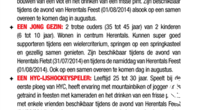Figuranten gezocht voor promofilm stad Herentals 