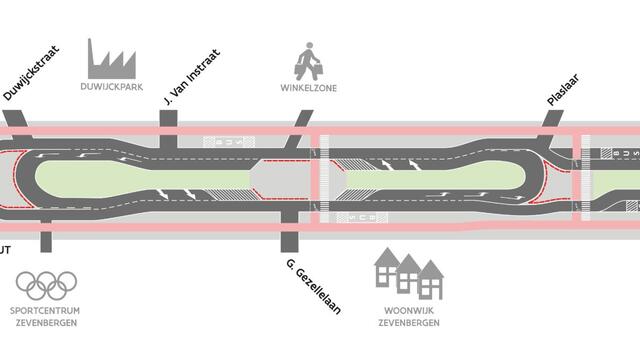 Proefopstelling op de drukke Antwerpsesteenweg in Lier voor meer verkeersveiligheid