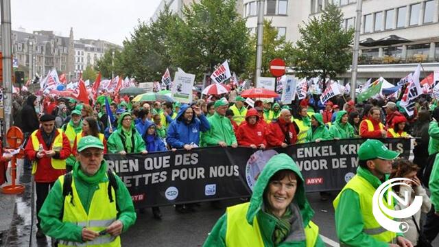 Brussel verwacht dinsdag 50.000 betogers van drie vakbonden