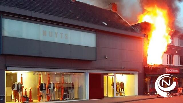 Vlammenzee vernielt appartement boven nachtwinkel in Veldstraat Meerhout