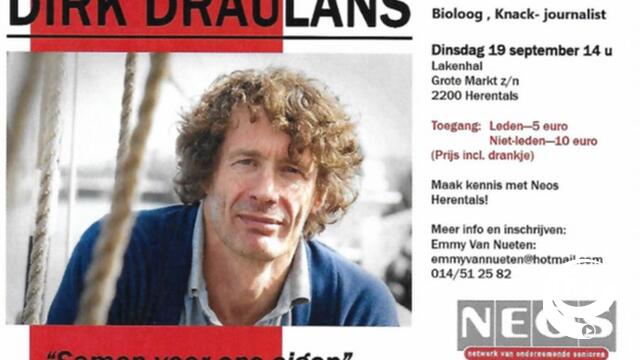 NEOS Herentals organiseert lezing van Dirk Draulans 'Samen voor ons eigen'