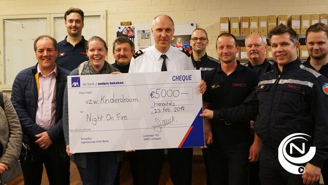 7e Night on Fire brandweerpost Herentals schenkt €5.000 aan Kinderdroom vzw
