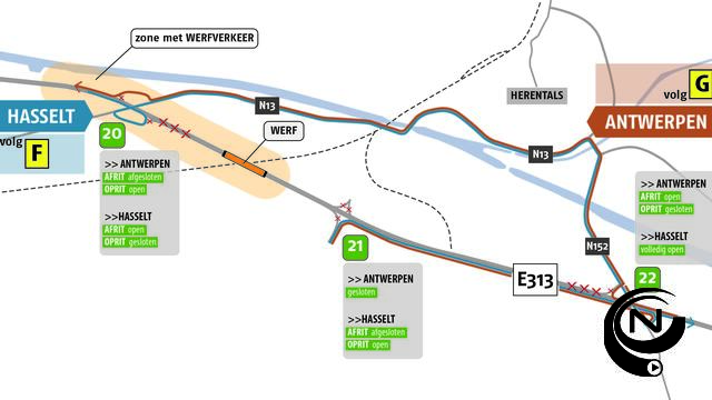 E313 tussen Antwerpen en Hasselt afgesloten op zaterdag 21 januari