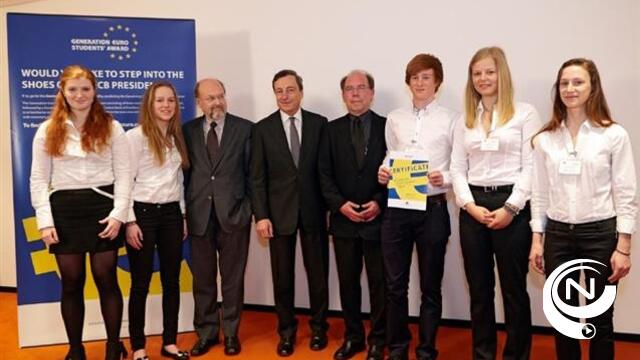 kOsh : Herentalse leerlingen ontmoeten Mario Draghi, gouverneur Europese Centrale Bank in Frankfurt