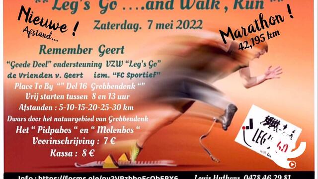 Leg's Go! Remember Geert : wandelen en lopen voor goede doel op 7 mei 