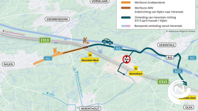 Agentschap Wegen en Verkeer vernieuwt fietspaden op brughelling N13 Herentalsesteenweg
