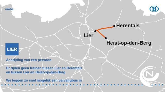 Treinverkeer onderbroken tussen Lier en Heist-Op-Den-Berg, en tussen Lier en Herentals