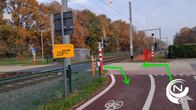Extra waarschuwingsborden aan fietsostrade in Doffen Olen