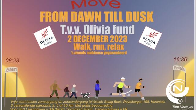 'Move, from dawn till dusk' event voor Olivia Fund zaterdag 2/12 @Visclub Graag Beet