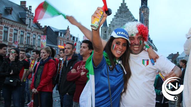 Italiaanse supporters feesten op Grote Markt, Rode Duivels zonder vuur