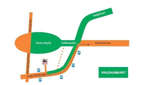 Nieuwe opstelling Herentalse vrijdagmarkt vanaf 28 juni 