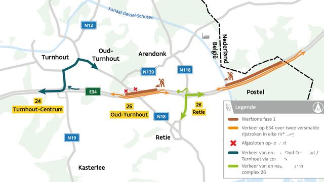 Werken E34 tussen Oud-Turnhout en Nederlandse grens op schema 