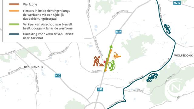 Kruispunt van de Aarschotsesteenweg (N19) met de Gustaaf Vandenheuvelstraat in Herselt wordt veiliger